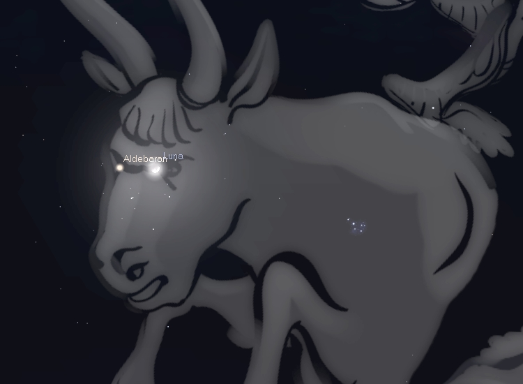 La Luna e Aldebaran